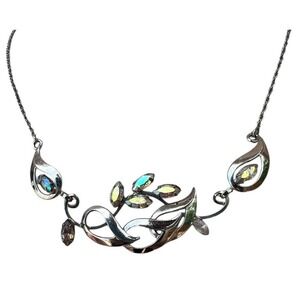 Vintage Sterling A.B. Rhinestone Necklace Curtis Creations Signed Short Chain